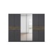 Drehtürenschrank >Ticao< grau metallic / Eiche dunkel Dekor / Spiegel - 271x210x54cm (B/H/T)