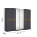 Drehtürenschrank >Ticao< grau metallic / Eiche dunkel Dekor / Spiegel - 271x210x54cm (B/H/T)