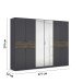 Drehtürenschrank >Ticao< grau metallic / Eiche dunkel Dekor / Spiegel - 271x210x54cm (B/H/T)