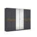 Drehtürenschrank >Ticao< grau metallic / Eiche dunkel Dekor / Spiegel - 271x210x54cm (B/H/T)