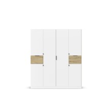 Drehtürenschrank >Ticao< 2 Schübe, 3 Stangen, weiß / Eiche Artisan Dekor - 181x210x54 (BxHxT)