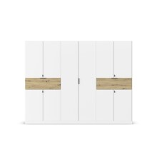 Drehtürenschrank >Ticao< 2 Schübe, 3 Stangen, weiß / Eiche Artisan Dekor - 271x210x54 (BxHxT)