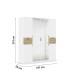 Drehtürenschrank >Ticao< 2 Schübe, weiß / Eiche Artisan Dekor / Spiegel - 181x210x54cm (B/H/T)
