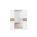 Drehtürenschrank >Ticao< 2 Schübe, weiß / Eiche Artisan Dekor / Spiegel - 181x210x54cm (B/H/T)