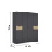 Drehtürenschrank >Ticao< 2 Schübe, grau metallic / Eiche Artisan Dekor - 181x210x54 (BxHxT)