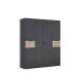 Drehtürenschrank >Ticao< 2 Schübe, grau metallic / Eiche Artisan Dekor - 181x210x54 (BxHxT)