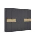Drehtürenschrank >Ticao< 2 Schübe, in grau metallic / Eiche Artisan - 271x210x54 (BxHxT)