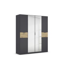 Drehtürenschrank >Ticao< grau metallic / Eiche...