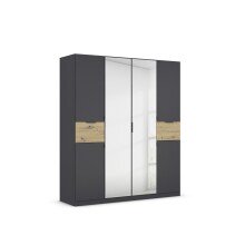 Drehtürenschrank >Ticao< grau metallic / Eiche...