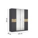 Drehtürenschrank >Ticao< grau metallic / Eiche Artisan Dekor / Spiegel - 181x210x54cm (B/H/T)