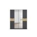 Drehtürenschrank >Ticao< grau metallic / Eiche Artisan Dekor / Spiegel - 181x210x54cm (B/H/T)
