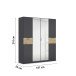 Drehtürenschrank >Ticao< grau metallic / Eiche Artisan Dekor / Spiegel - 181x210x54cm (B/H/T)