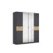Drehtürenschrank >Ticao< grau metallic / Eiche Artisan Dekor / Spiegel - 181x210x54cm (B/H/T)
