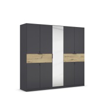 Drehtürenschrank >Ticao< grau metallic / Eiche...
