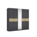 Drehtürenschrank >Ticao< grau metallic / Eiche Artisan Dekor / Spiegel - 226x210x54cm (B/H/T)