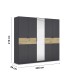 Drehtürenschrank >Ticao< grau metallic / Eiche Artisan Dekor / Spiegel - 226x210x54cm (B/H/T)