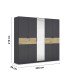 Drehtürenschrank >Ticao< grau metallic / Eiche Artisan Dekor / Spiegel - 226x210x54cm (B/H/T)