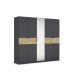 Drehtürenschrank >Ticao< grau metallic / Eiche Artisan Dekor / Spiegel - 226x210x54cm (B/H/T)