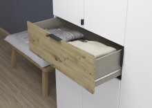 Drehtürenschrank >Ticao< 2 Schübe, 3 Stangen, weiß / Eiche Artisan Dekor - 226x210x54 (BxHxT)