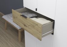 Drehtürenschrank >Ticao< 2 Schübe, 3 Stangen, weiß / Eiche Artisan Dekor - 226x210x54 (BxHxT)