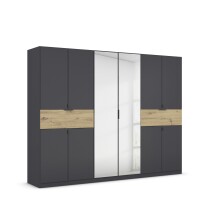 Drehtürenschrank >Ticao< grau metallic / Eiche...