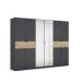 Drehtürenschrank >Ticao< grau metallic / Eiche Artisan Dekor / Spiegel - 271x210x54cm (B/H/T)