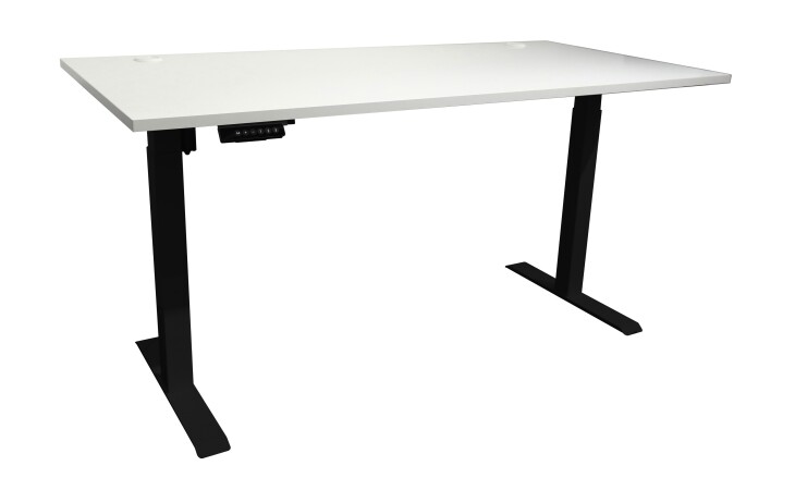 Schreibtisch >Ben< höhenverstellbar, weiss / schwarz - 160x74/117x77cm (BxHxT)