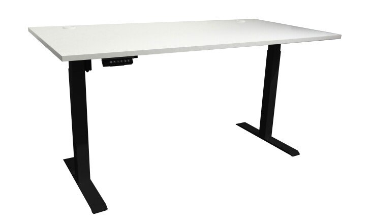 Schreibtisch >Ben< höhenverstellbar, weiss / schwarz - 160x74/117x77cm (BxHxT)