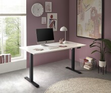 Schreibtisch >Ben< höhenverstellbar, weiss / schwarz - 160x74/117x77cm (BxHxT)