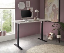 Schreibtisch >Ben< höhenverstellbar, weiss / schwarz - 160x74/117x77cm (BxHxT)