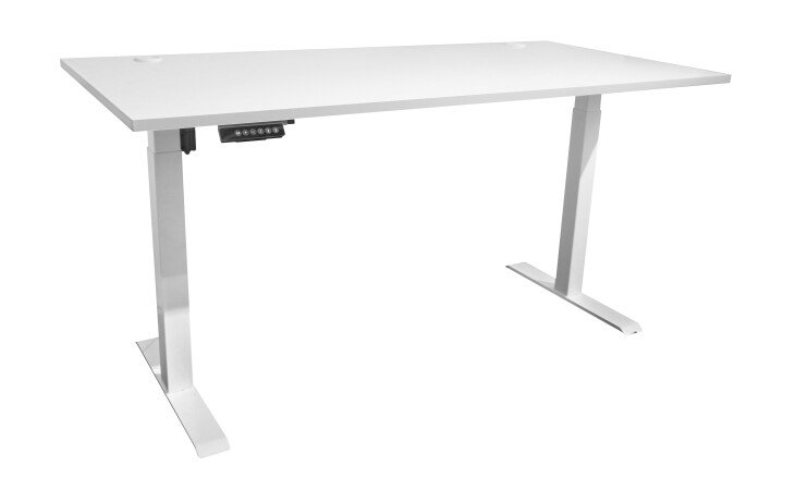 Schreibtisch >Ben< höhenverstellbar bis 117cm, weiss - 160x74/117x77cm (BxHxT)