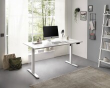 Schreibtisch >Ben< höhenverstellbar bis 117cm, weiss - 160x74/117x77cm (BxHxT)