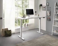 Schreibtisch >Ben< höhenverstellbar bis 117cm, weiss - 160x74/117x77cm (BxHxT)