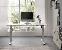 Schreibtisch >Ben< höhenverstellbar bis 117cm, weiss - 160x74/117x77cm (BxHxT)