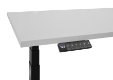 Eckschreibtisch >Ben< höhenverstellbar, weiss / schwarz - 180x74/117x177cm (BxHxT)