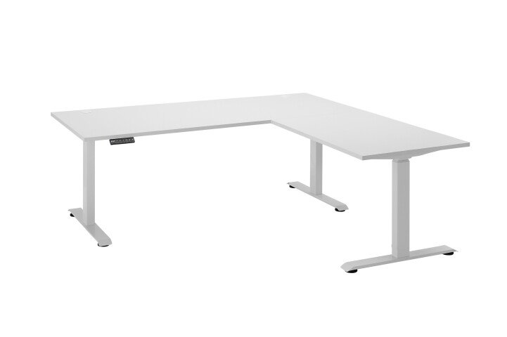 Eckschreibtisch >Ben< höhenverstellbar bis 117cm, weiss - 180x74/117x177cm (BxHxT)