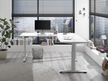 Eckschreibtisch >Ben< höhenverstellbar bis 117cm, weiss - 180x74/117x177cm (BxHxT)