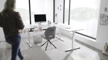 Eckschreibtisch >Ben< höhenverstellbar bis 117cm, weiss - 180x74/117x177cm (BxHxT)