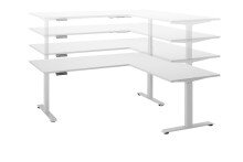 Eckschreibtisch >Ben< höhenverstellbar bis 117cm, weiss - 180x74/117x177cm (BxHxT)