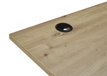 Eckschreibtisch >Ben< höhenverstellbar, Eiche Dekor / schwarz - 180x74/117x177cm (BxHxT)