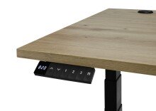 Eckschreibtisch >Ben< höhenverstellbar, Eiche Dekor / schwarz - 180x74/117x177cm (BxHxT)