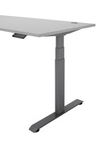Eckschreibtisch >Ben< höhenverstellbar, weiss / silber - 180x74/117x177cm (BxHxT)