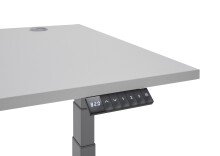 Eckschreibtisch >Ben< höhenverstellbar, weiss / silber - 180x74/117x177cm (BxHxT)