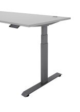 Eckschreibtisch >Ben< höhenverstellbar, weiss / silber - 180x74/117x177cm (BxHxT)
