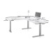 Eckschreibtisch >Ben< höhenverstellbar, weiss / silber - 180x74/117x177cm (BxHxT)
