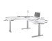 Eckschreibtisch >Ben< höhenverstellbar, weiss / silber - 180x74/117x177cm (BxHxT)