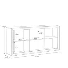 Sideboard >TIZANO< LED, Eiche Antik Dekor / Beige Glanz - 193,6x91,4x41,3cm (BxHxT)