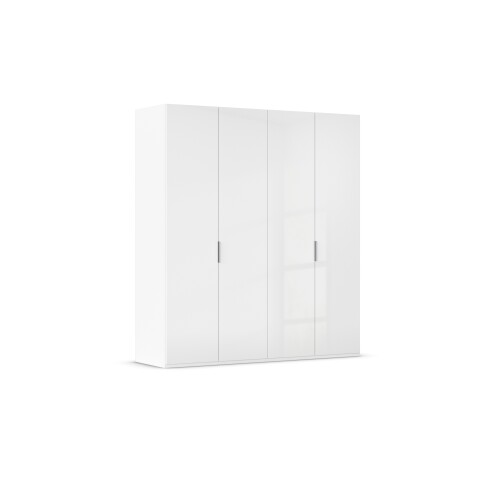 Drehtürenschrank >Fifty< 2 Böden / 2 Kleiderstangen, in weiß Hochglanz / alpinweiß - 201x223x60 (BxHxT)