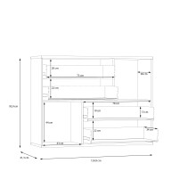 Sideboard >Skive< 4 Schubladen, 2 Türen, in Mauvelle Eiche Dekor / Salbei - 124,9x95,9x41,3cm B/H/T