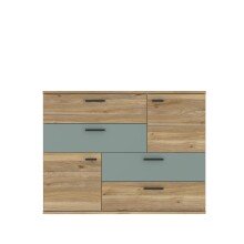 Sideboard >Skive< 4 Schubladen, 2 Türen, in Mauvelle Eiche Dekor / Salbei - 124,9x95,9x41,3cm B/H/T
